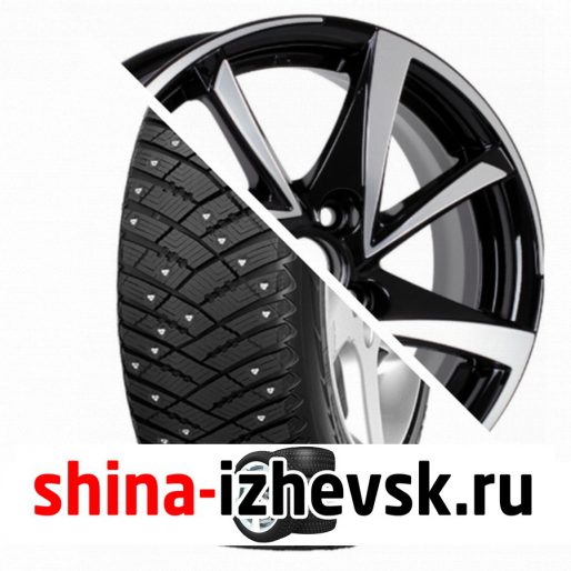 Колесо в сборе Goodyear Ultra Grip Ice Arctic 215/65 R16 T 98 + КиК Игуана 6.5xR16 4×100 ET40 DIA67.1 Черный глянцевый с полированными элементами лицевой поверхности в Ижевске